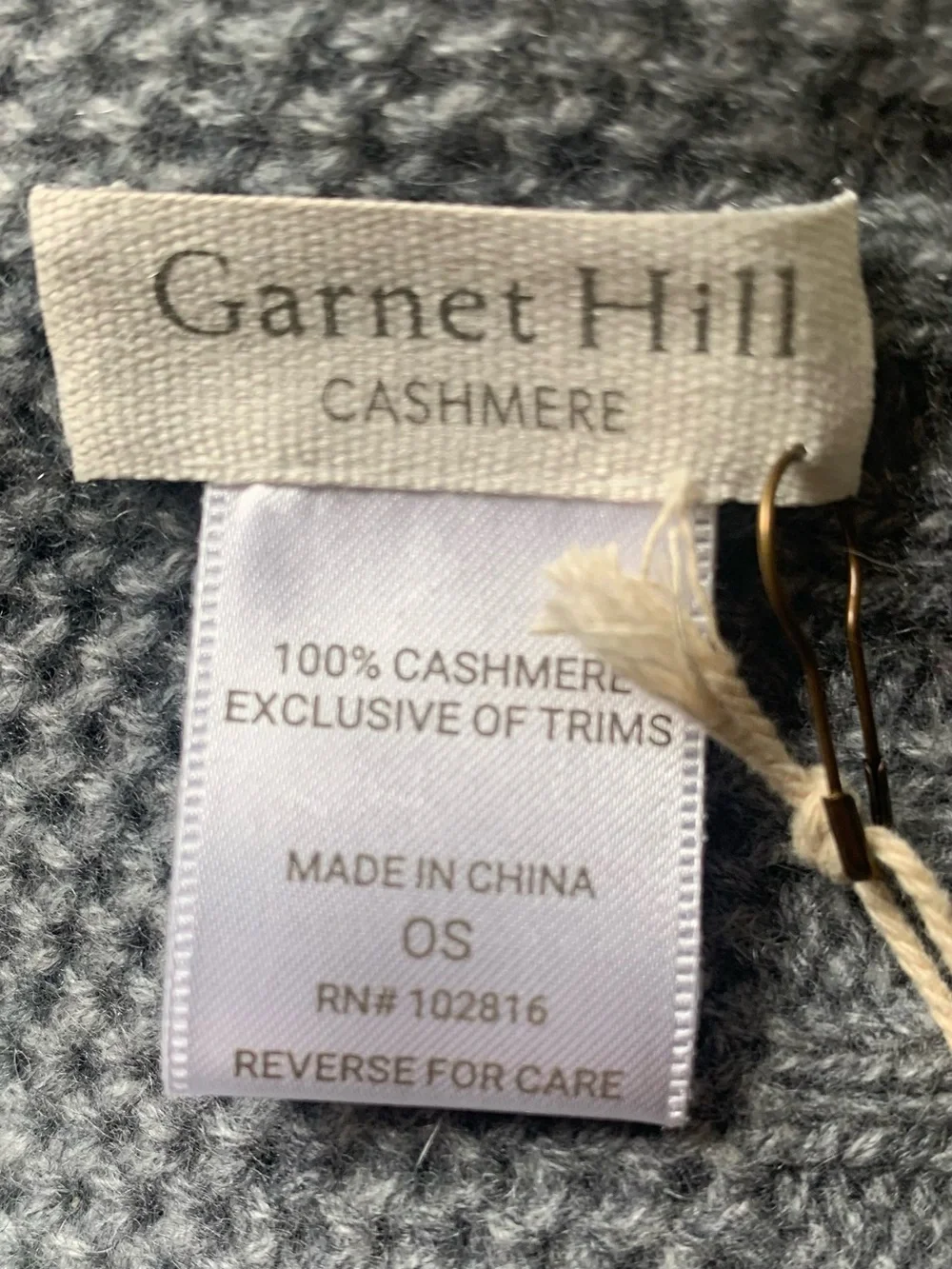 NEW NWT Garnet Hill Washable-Cashmere Scarf Light Gray Grey 72 x 11 W49992